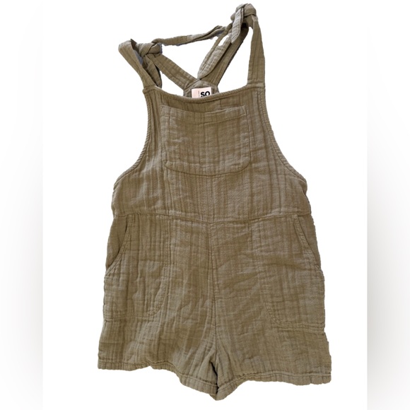 SO Olive Green Textured Shortalls Size Small - Picture 2 of 13